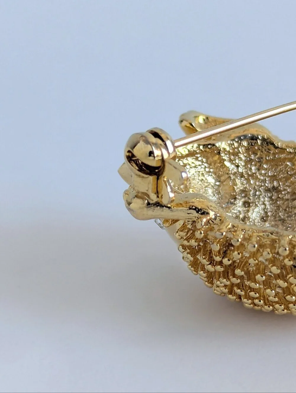 Vintage Hedgehog Brooch Gold Tone Rhinestone Eye Textured Figural Animal Pin